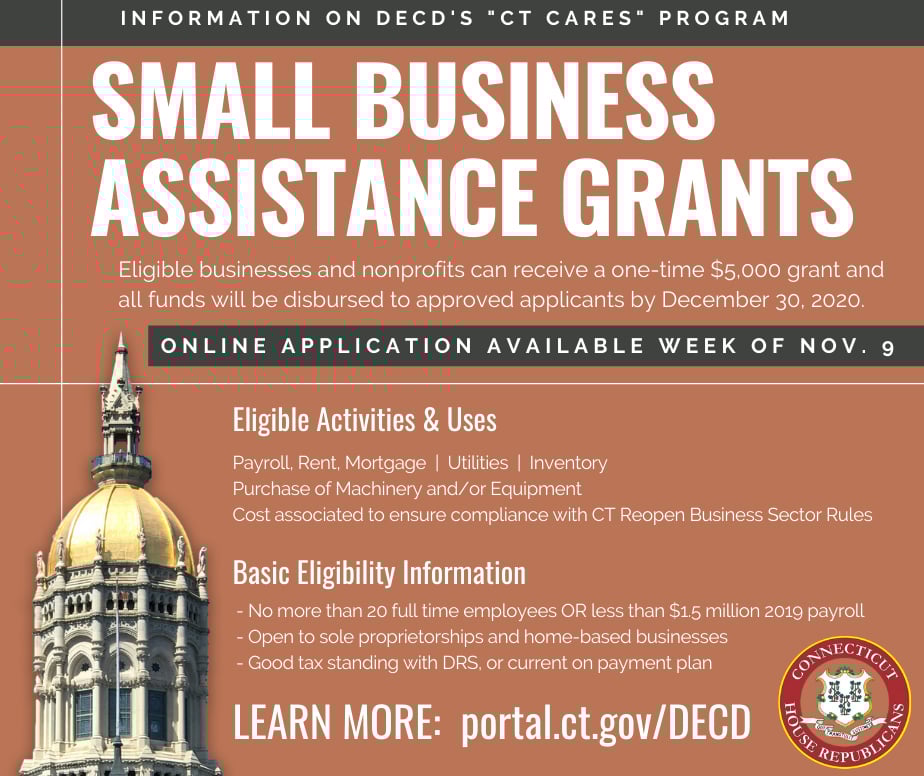 Connecticut CARES Small Business Grant Program began accepting