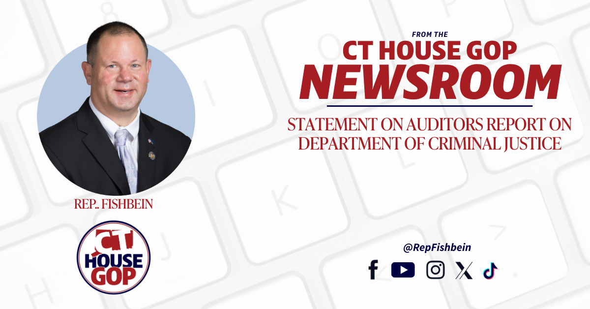 Statement from State Representative Craig Fishbein (R-90), Ranking Member of the Judiciary Committee, Re: Auditors Report on Department of Criminal Justice